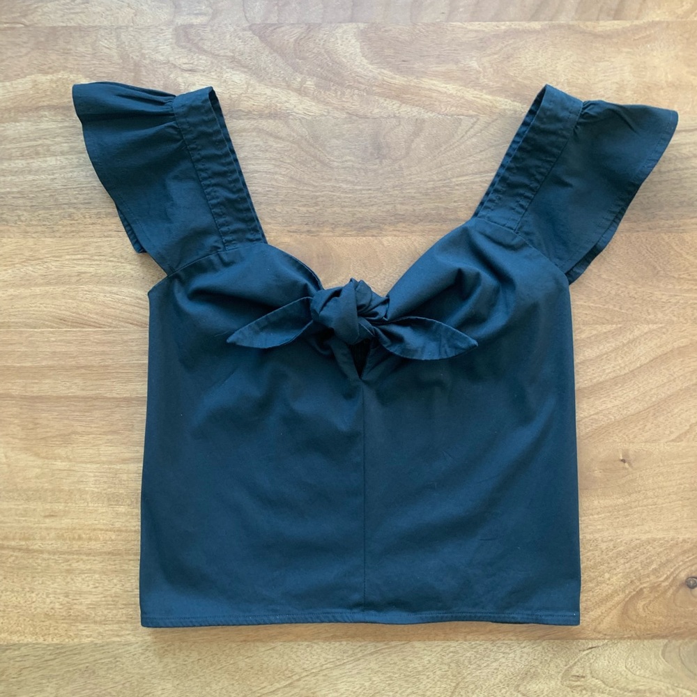 Express, Black Tie Top, Ruffle Sleeve, XS